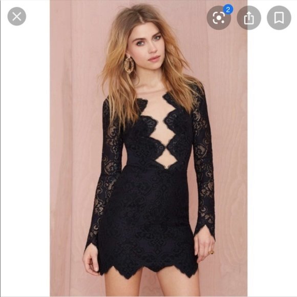 For Love And Lemons Dresses & Skirts - For Love and Lemons Noir Lace Plunge Dress - XS